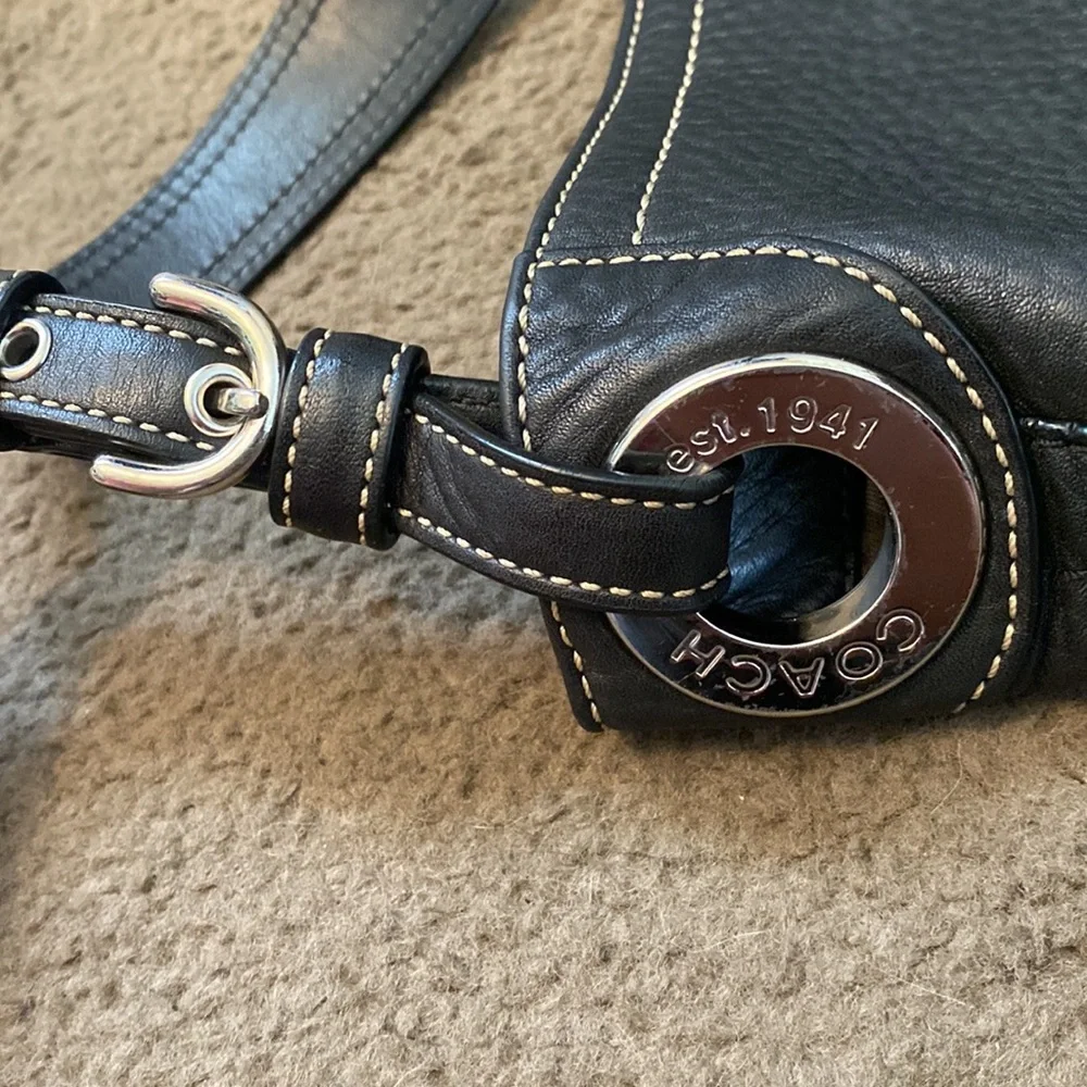 Coach Black Pebbled Leather Hobo Shoulder Bag